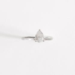 Anel solitário moissanite gota 5x7mm