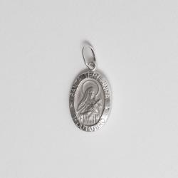 Pingente medalha dupla face Santa Terezinha e cruz 16mm