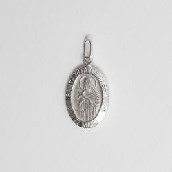 Pingente medalha dupla face Santa Rita de Cássia e cruz 16mm