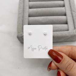 Brinco zircônia coração cristal 4mm