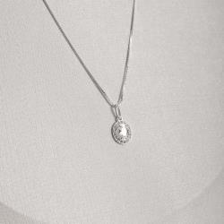 Colar pingente zircônia cristal oval cravejada 9mm 45cm