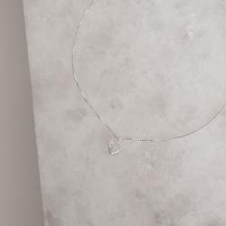 Colar zircônia coração cristal embutida 6mm 40cm
