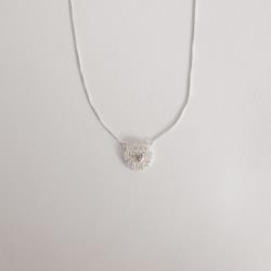 Colar medalha zircônia coração com cravejado 14mm v15 45cm
