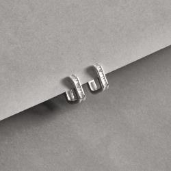 Argola click quadrada com zircônias retangulares 13mm 