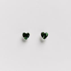 Brinco zircônia coração esmeralda 6mm