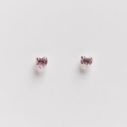 Brinco zircônia coração rosa 4mm