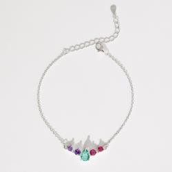 Pulseira entremeio zircônias gota acqua e redondas lilás e pink