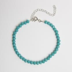 Pulseira cristal turquesa 4mm 16cm com alongadora