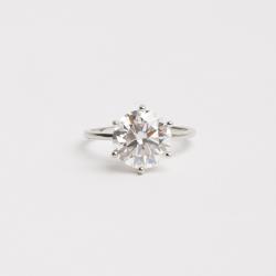 Anel solitário moissanite cristal 10mm ródio