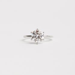 Anel solitário moissanite cristal 8mm ródio