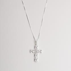 Colar pingente cruz cravejada 22mm 45cm