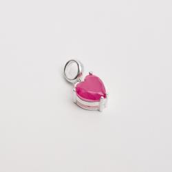 Berloque pingente zircônia coração pink leitoso fusion 8mm