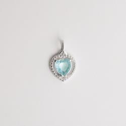 Pingente zircônia coração azul tiffany 6mm
