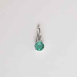 Pingente 2 zircônias redondas cristal e turmalina 9mm