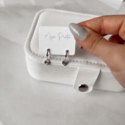 Argola 9mm trava pingente coração com vincos